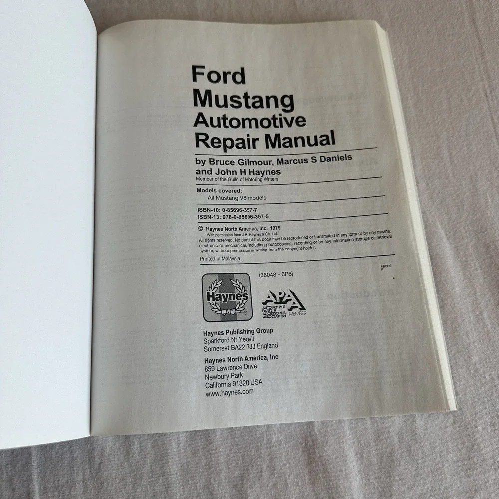 Haynes Repair Manual Ford Mustang 1964 1/2 Thru‎ 1973 V8 36048 Paperback